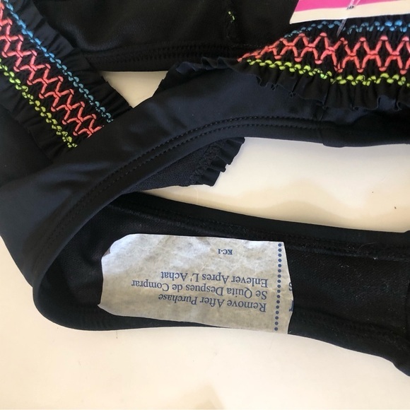 Hobie Black Raffle Waistband Vibrant Hue Stitching Hipster Swim Bikini Bottom 14 - Picture 5 of 10
